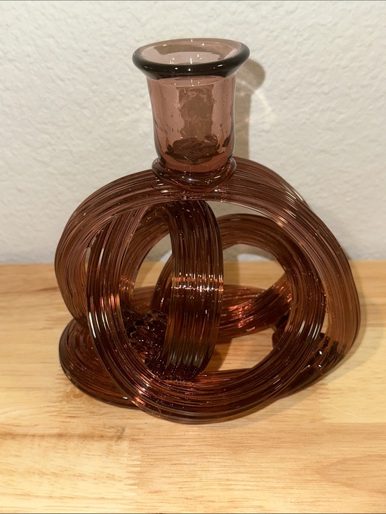 Anthropologie Other - Anthropologie Kelly Twist Glass Candlestick Holder Sculptural Art Glass